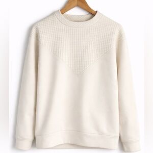 Dudley Stephens Cream Crew Neck Vello Fleece with Waffle detail.
